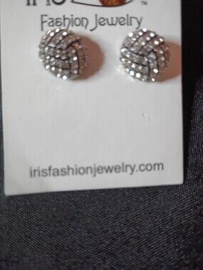 iris Silver Crystal Knot Stud Earrings